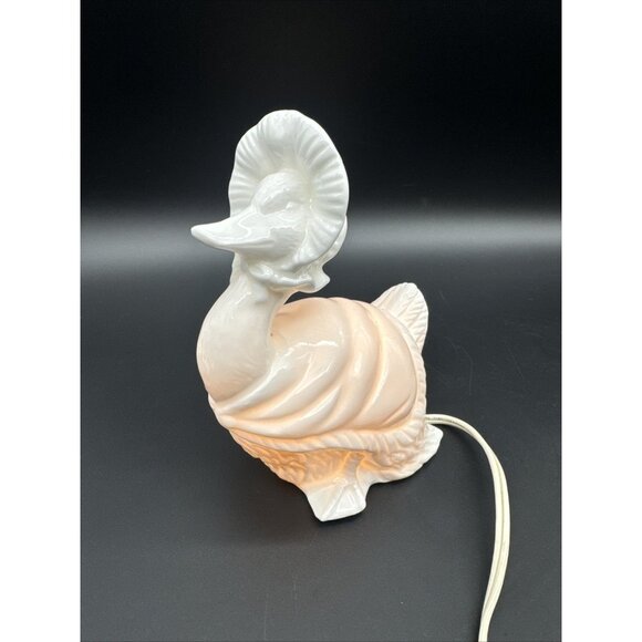 Vintage 80’s Schmid Beatrix Potter Duck Goose Anthropomorphic White Ceramic Lamp - Picture 5 of 16